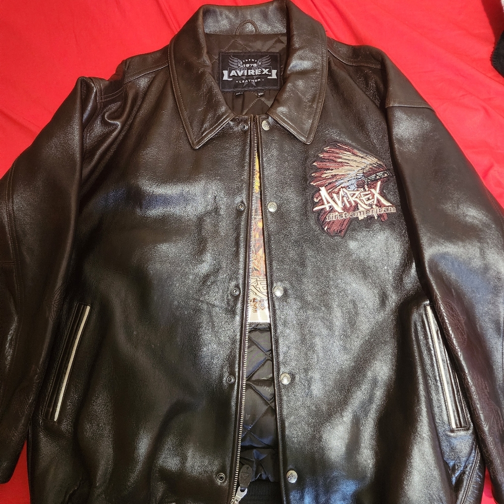 Vintage Avirex Brown leather jacket 5xl excellent condition